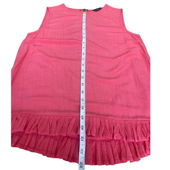 Zara Woman Pink Coral Sleeveless Ruffle Hem Blouse Top - Small - Picture 8 of 11
